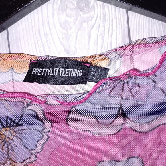 Floral Mesh Dress PLT Size UK 6 - Picture 3 of 4